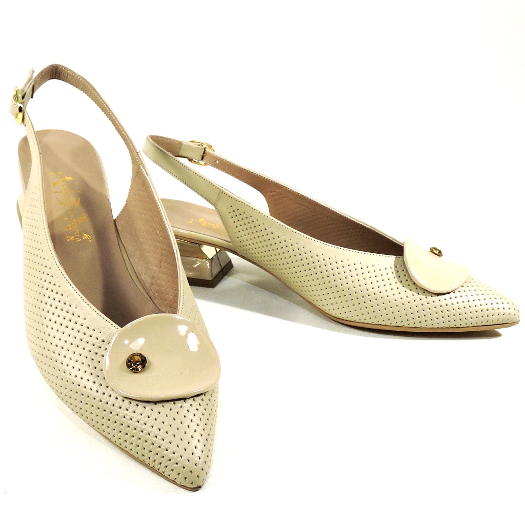 Alessandro Di Maria Women's Beige Leather Comfort Summer Sandals